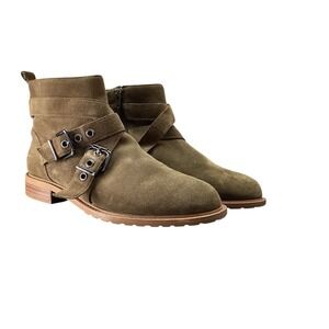 Bleeker &‎ Bond Bootie Kelsey Olive Green Suede 10M Ankle Boot Side Zip